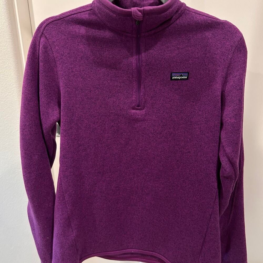 Patagonia Jacket Womens Med Purple 1/4 Zip Logo Pullover Knit Athletic Casual